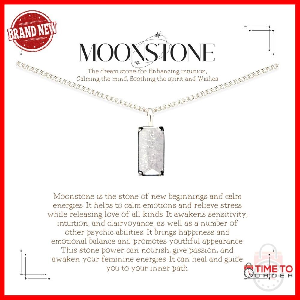 925 Sterling Silver Moonstone Pendant Necklace with Adjustable Chain